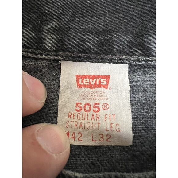 Levi’s 505 40x32 Distressed Regular Fit Straight Leg Black Denim‎ Vintage 1999 - Picture 2 of 5